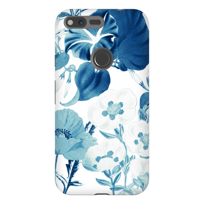 Pixel XL StrongFit Indigo blue watercolor flowers by Oana 