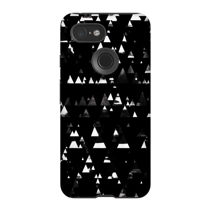 Pixel 3 StrongFit Black and white triangles pine forest by Oana 