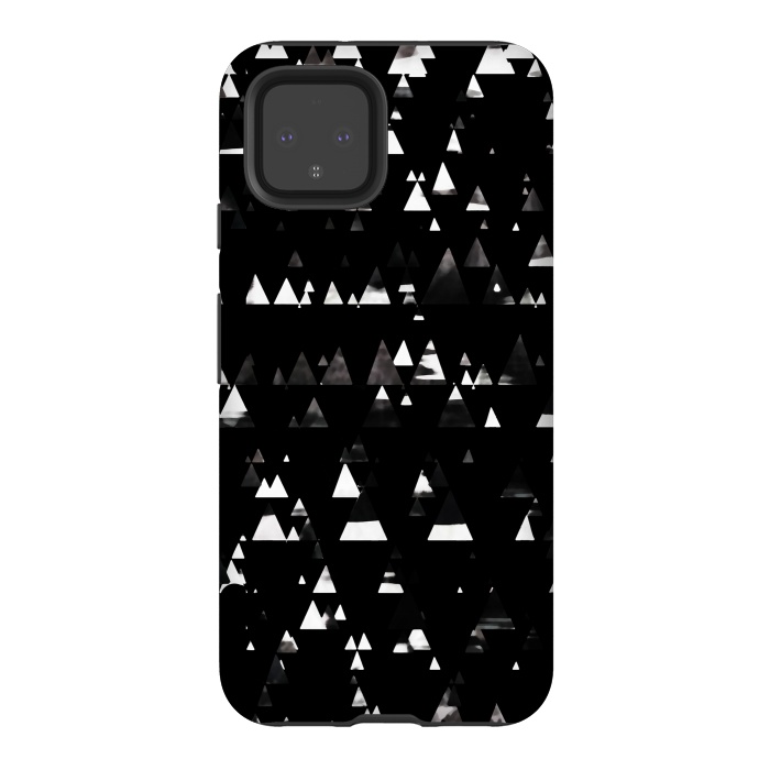 Pixel 4 StrongFit Black and white triangles pine forest by Oana 