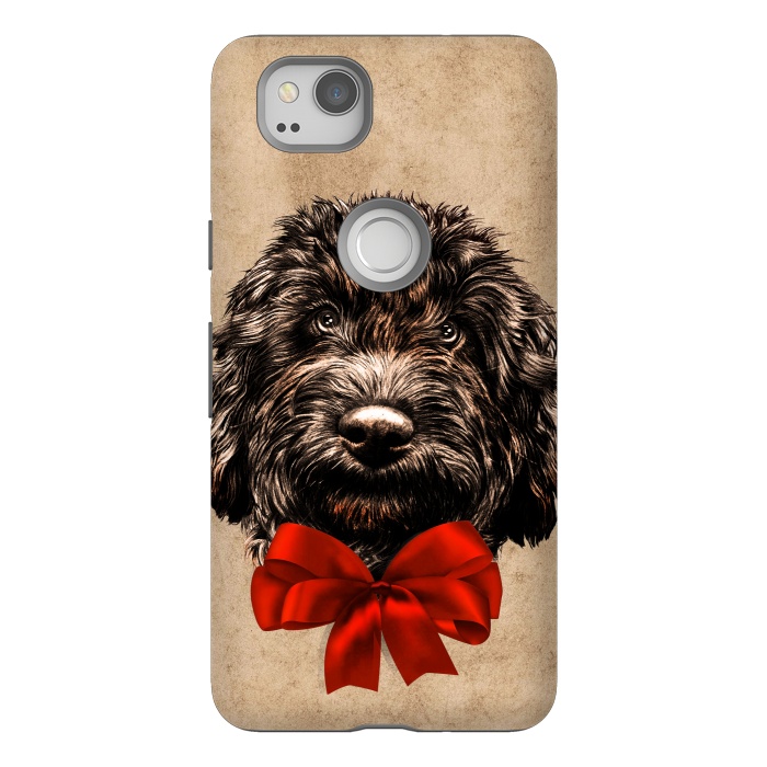 Pixel 2 StrongFit Dog Cute Vintage Puppy Pet with Red Bow by BluedarkArt