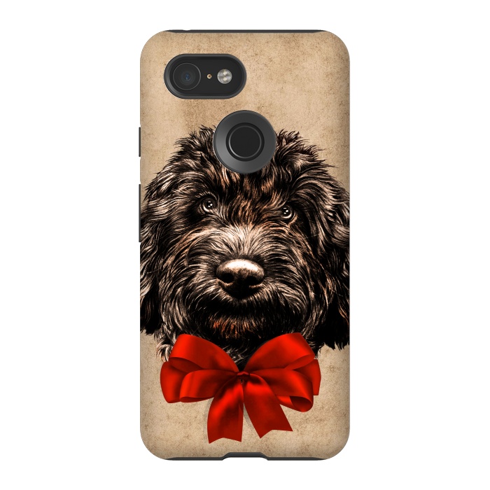 Pixel 3 StrongFit Dog Cute Vintage Puppy Pet with Red Bow by BluedarkArt