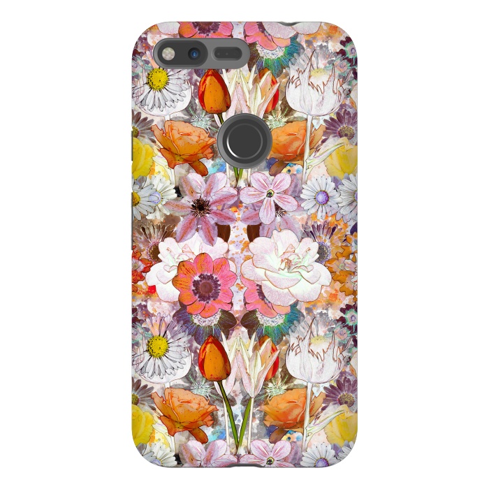Pixel XL StrongFit Colorful painted Marie Antoinette flowers by Oana 