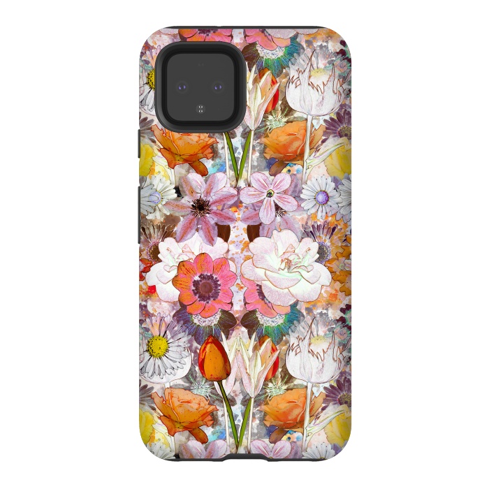 Pixel 4 StrongFit Colorful painted Marie Antoinette flowers by Oana 