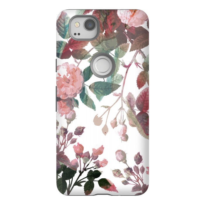 Pixel 2 StrongFit Watercolor painted roses - autumnal colors by Oana 
