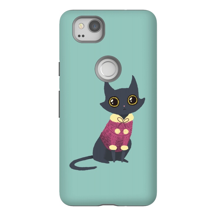 Pixel 2 StrongFit Cozy cat red by Laura Nagel