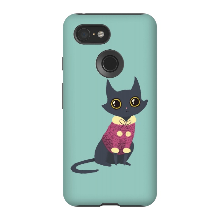 Pixel 3 StrongFit Cozy cat red by Laura Nagel