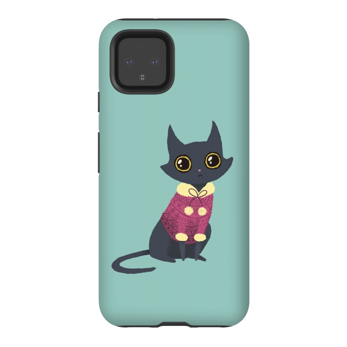 Pixel 4 StrongFit Cozy cat red by Laura Nagel