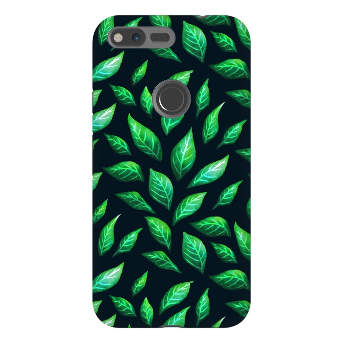 Pixel XL StrongFit Dark Abstract Green Leaves Pattern by Boriana Giormova