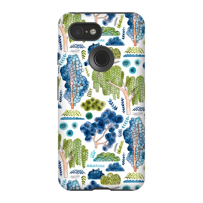 Pixel 3 StrongFit Watercolor Chinoiserie Trees  by Tigatiga