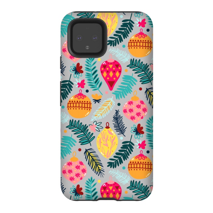 Pixel 4 StrongFit Colorful Christmas - Grey  by Tigatiga