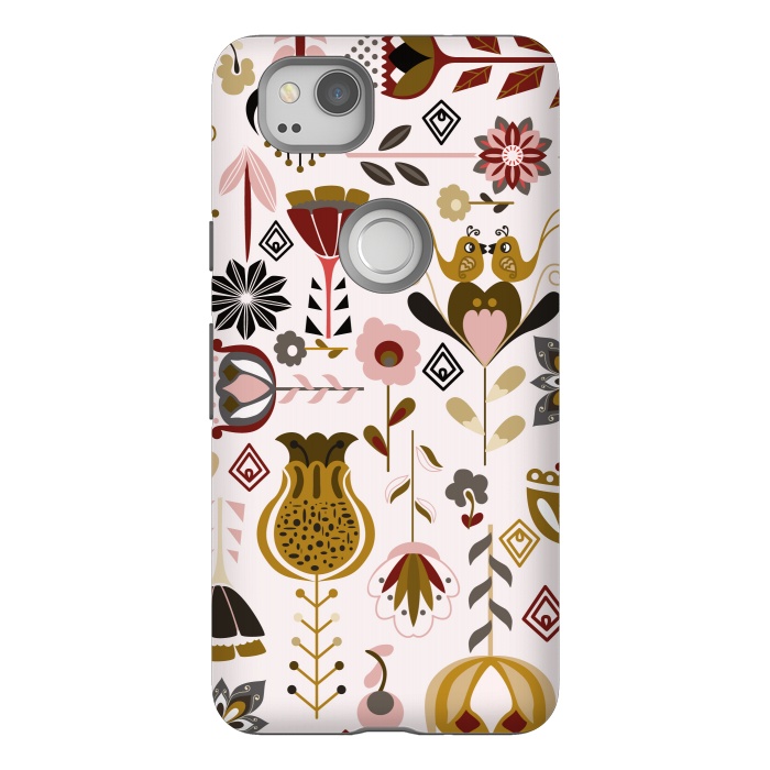 Pixel 2 StrongFit Scandinavian Flowers in Mustard and Pink by Paula Ohreen