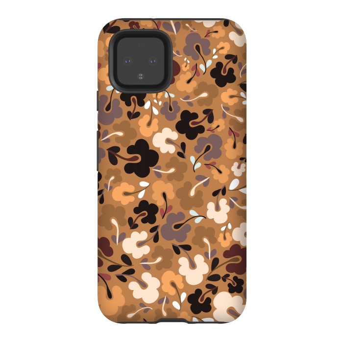 Pixel 4 StrongFit Ditsy Flowers in Mustard and Brown by Paula Ohreen