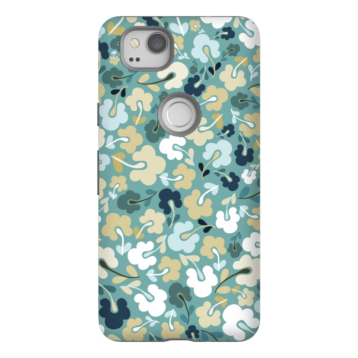 Pixel 2 StrongFit Ditsy Flowers in Green and Blue by Paula Ohreen