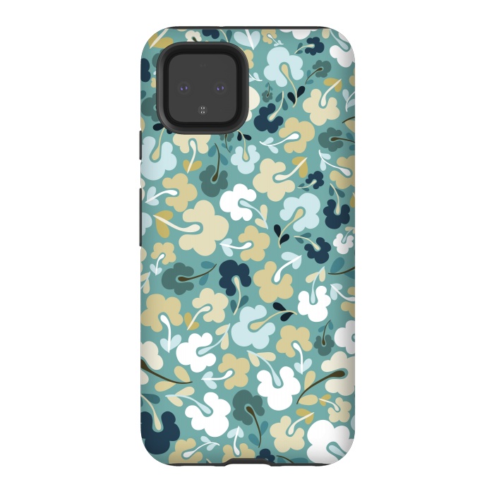 Pixel 4 StrongFit Ditsy Flowers in Green and Blue by Paula Ohreen