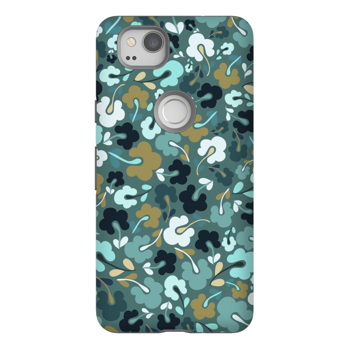 Pixel 2 StrongFit Ditsy Flowers in Navy and Green by Paula Ohreen