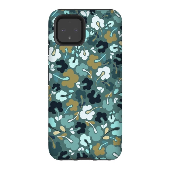 Pixel 4 StrongFit Ditsy Flowers in Navy and Green by Paula Ohreen