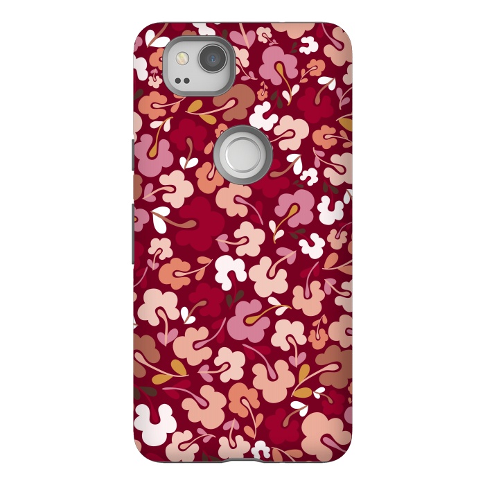Pixel 2 StrongFit Ditsy Flowers in Pink and Orange by Paula Ohreen