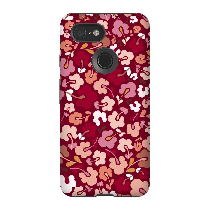 Pixel 3 StrongFit Ditsy Flowers in Pink and Orange by Paula Ohreen