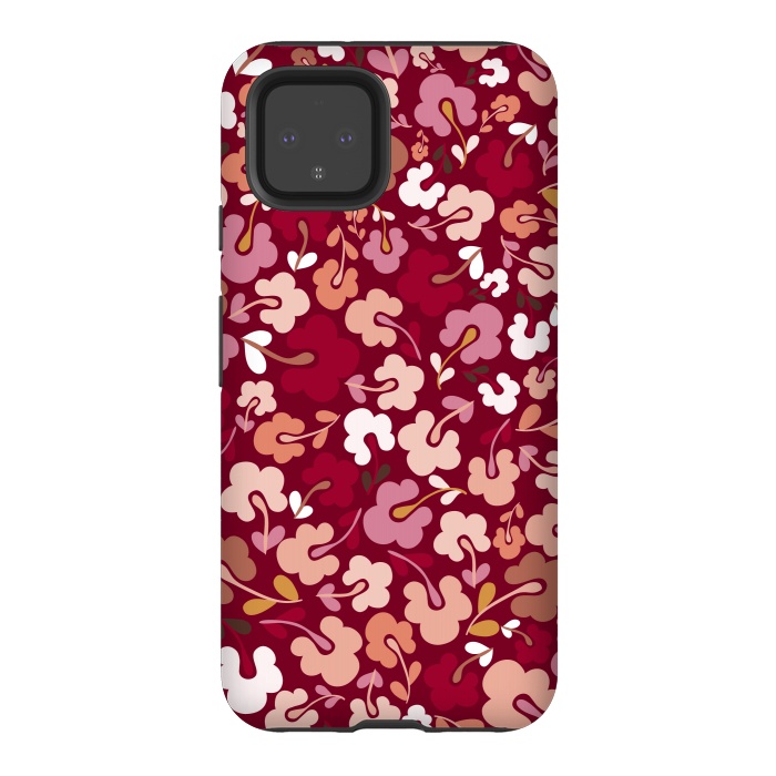 Pixel 4 StrongFit Ditsy Flowers in Pink and Orange by Paula Ohreen