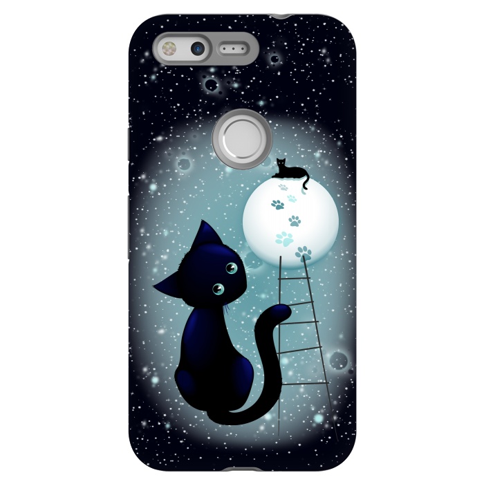 Pixel StrongFit Blue Kitty Dream on the Moon by BluedarkArt