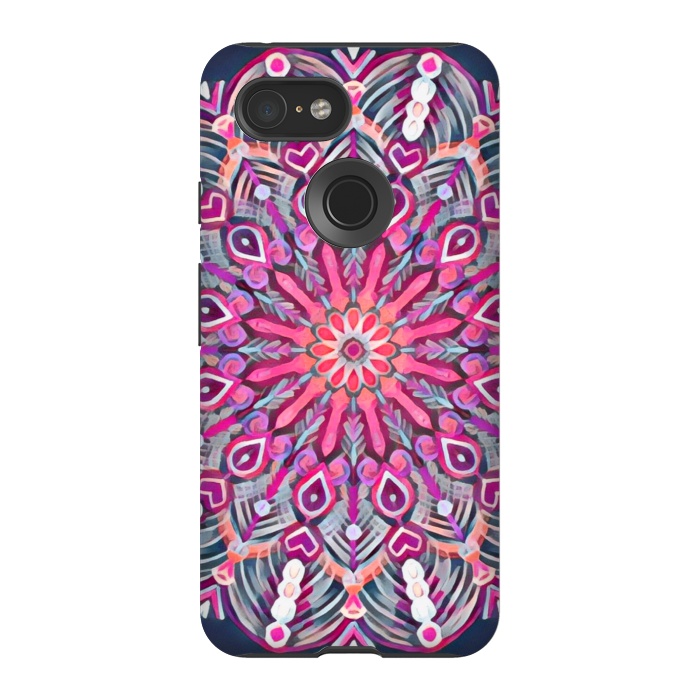 Pixel 3 StrongFit Magenta Party Boho Mandala  by Micklyn Le Feuvre