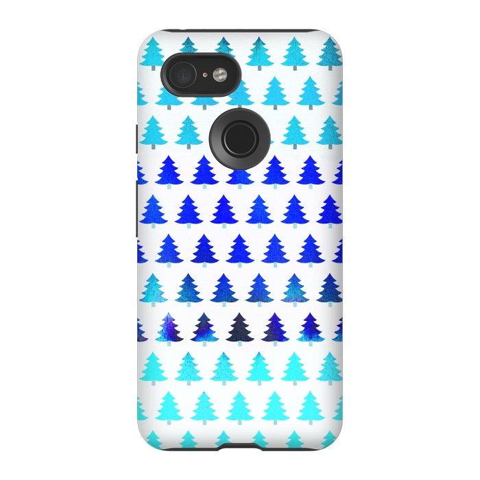 Pixel 3 StrongFit Blue pine trees pattern - Christmas sweater by Oana 