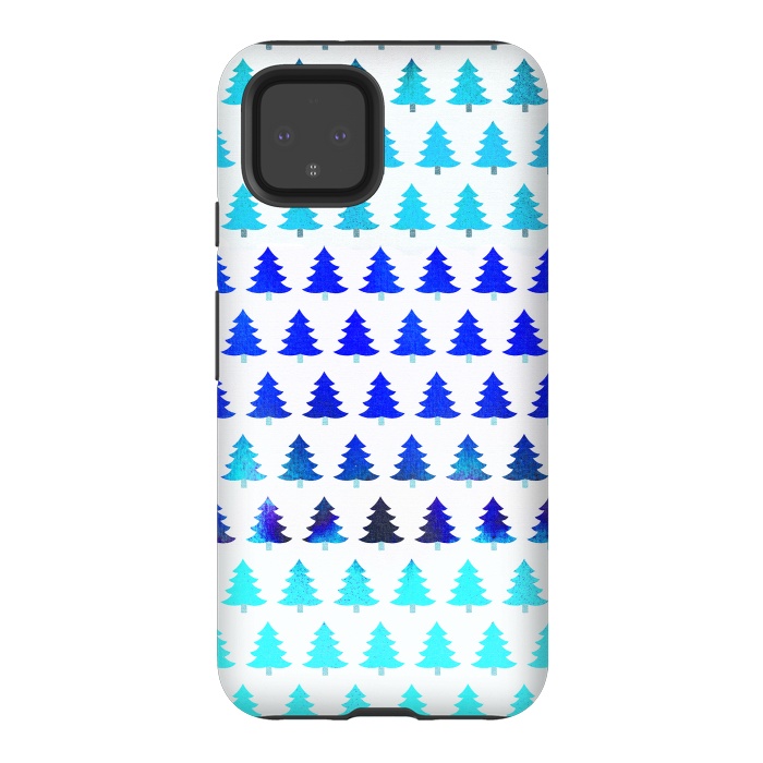 Pixel 4 StrongFit Blue pine trees pattern - Christmas sweater by Oana 