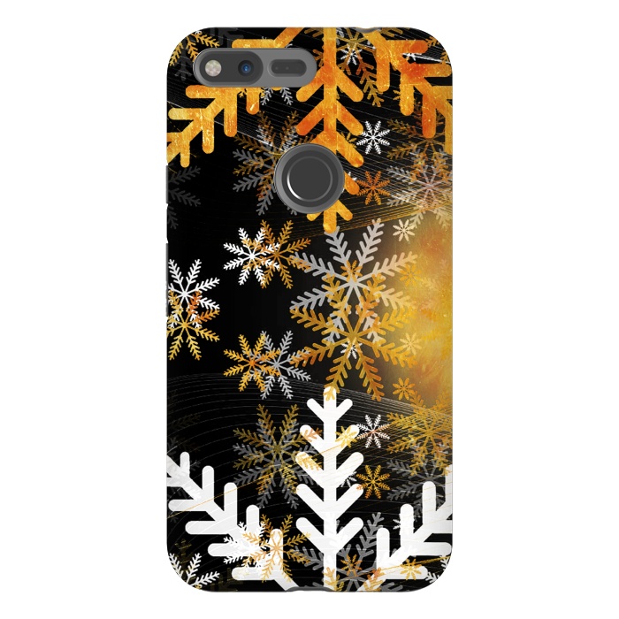 Pixel XL StrongFit Golden white snowflakes - Christmas by Oana 