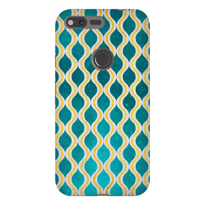 Pixel XL StrongFit Gold - Turquoise pattern I by Art Design Works