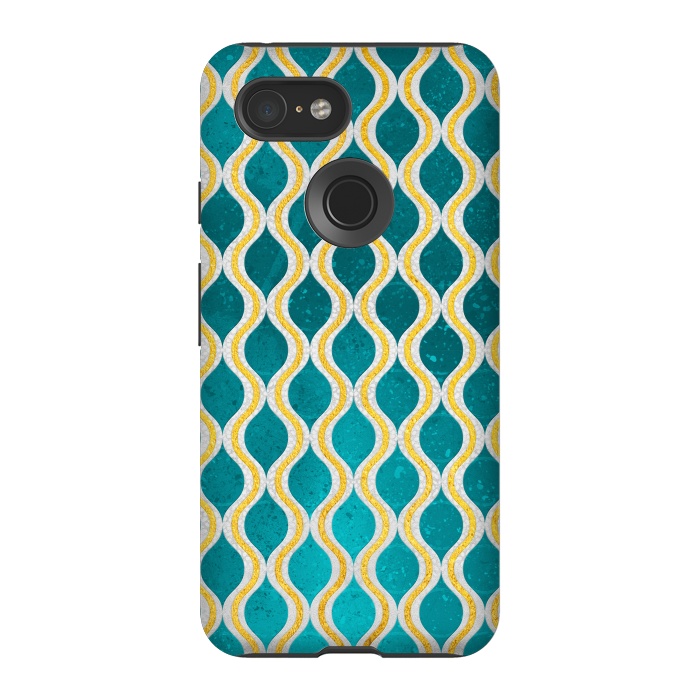 Pixel 3 StrongFit Gold - Turquoise pattern I by Art Design Works