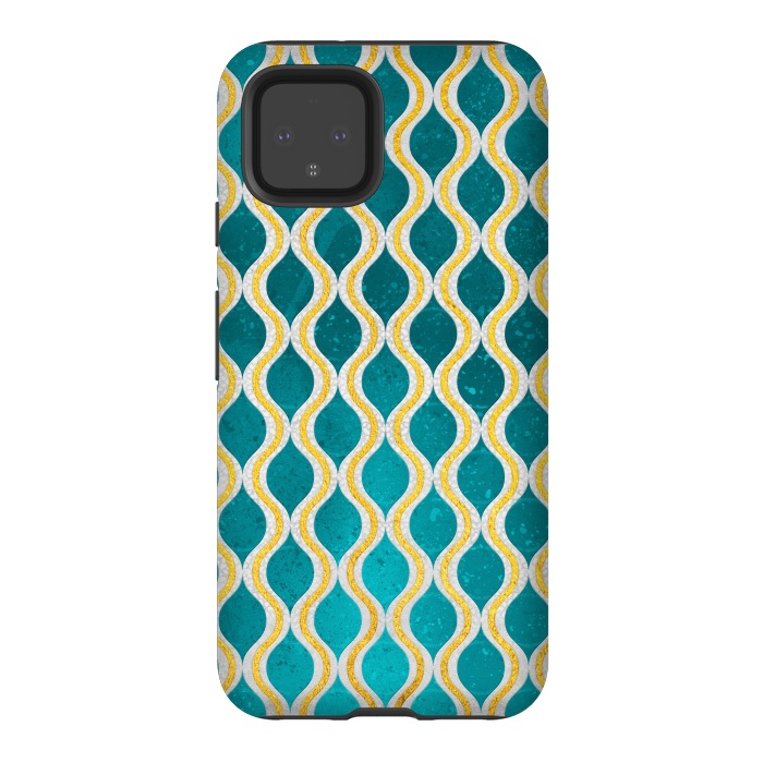 Pixel 4 StrongFit Gold - Turquoise pattern I by Art Design Works