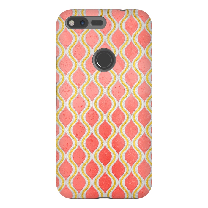 Pixel XL StrongFit Gold - Living Coral Pattern I by Art Design Works