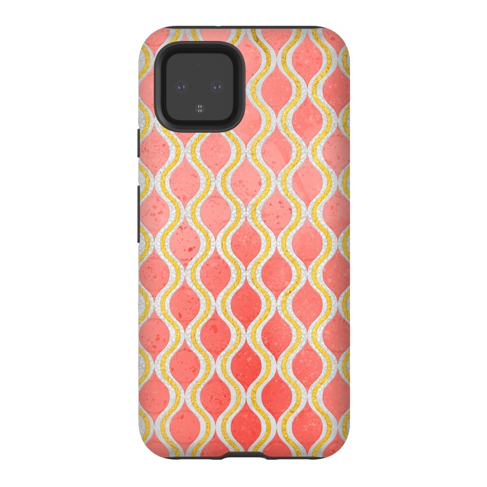 Pixel 4 StrongFit Gold - Living Coral Pattern I by Art Design Works