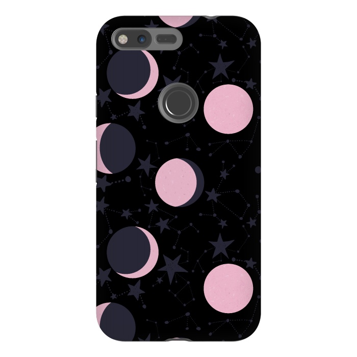 Pixel XL StrongFit Pink moons on blue by  Utart