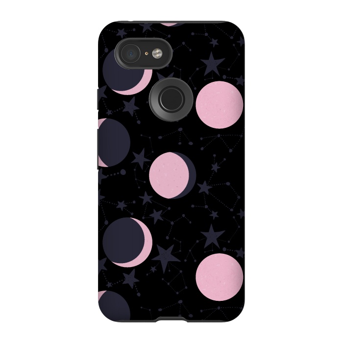 Pixel 3 StrongFit Pink moons on blue by  Utart