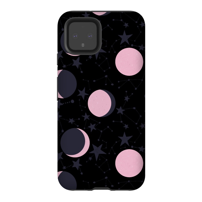 Pixel 4 StrongFit Pink moons on blue by  Utart