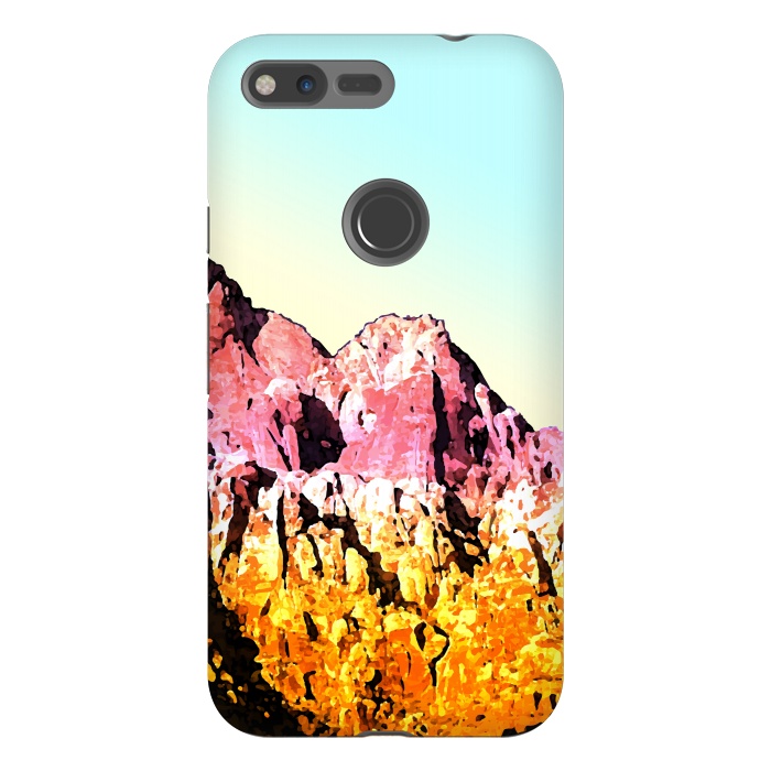 Pixel XL StrongFit Gold and Pink Mountain by Creativeaxle