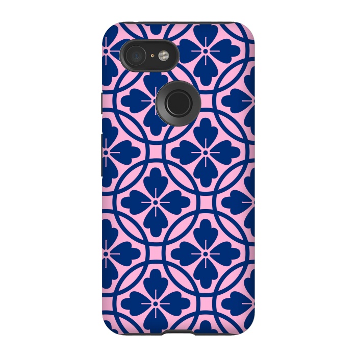 Pixel 3 StrongFit blue pink floral pattern 2 by MALLIKA