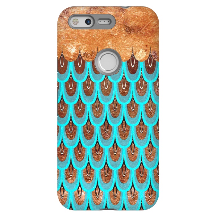 Pixel StrongFit Copper and Teal Mermaid Scales by  Utart