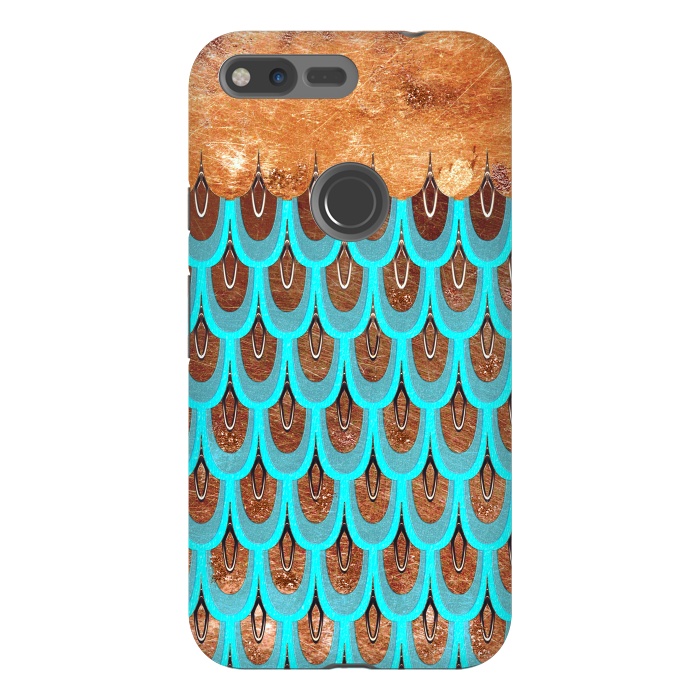 Pixel XL StrongFit Copper and Teal Mermaid Scales by  Utart