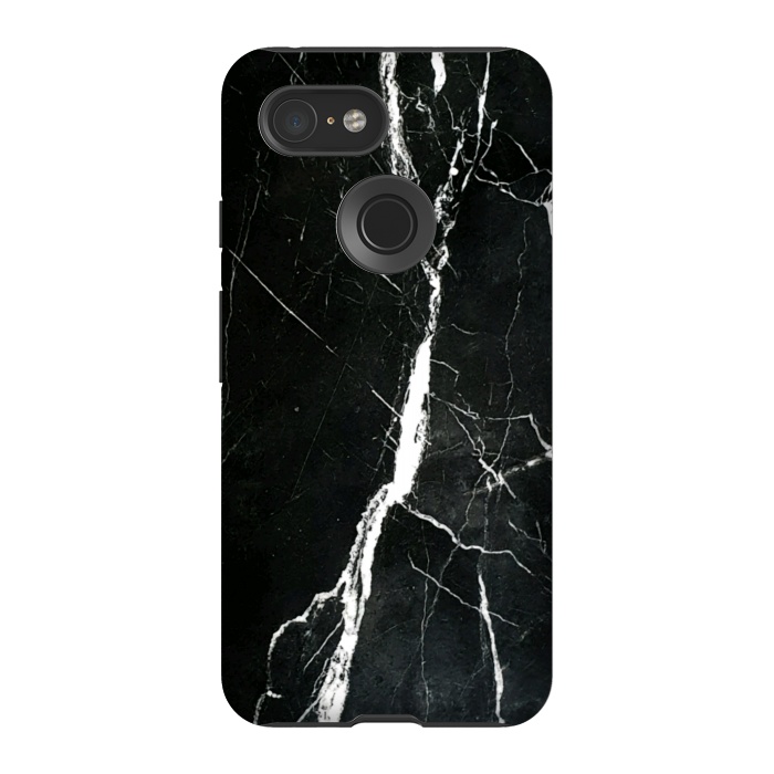 Pixel 3 StrongFit Elegant black marble with white cracks by Oana 