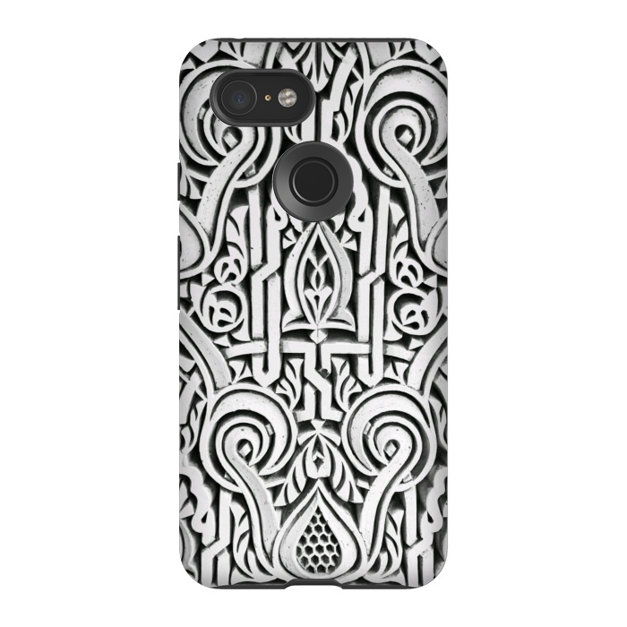 Pixel 3 StrongFit Intricate architectural botanical ornaments black and white by Oana 