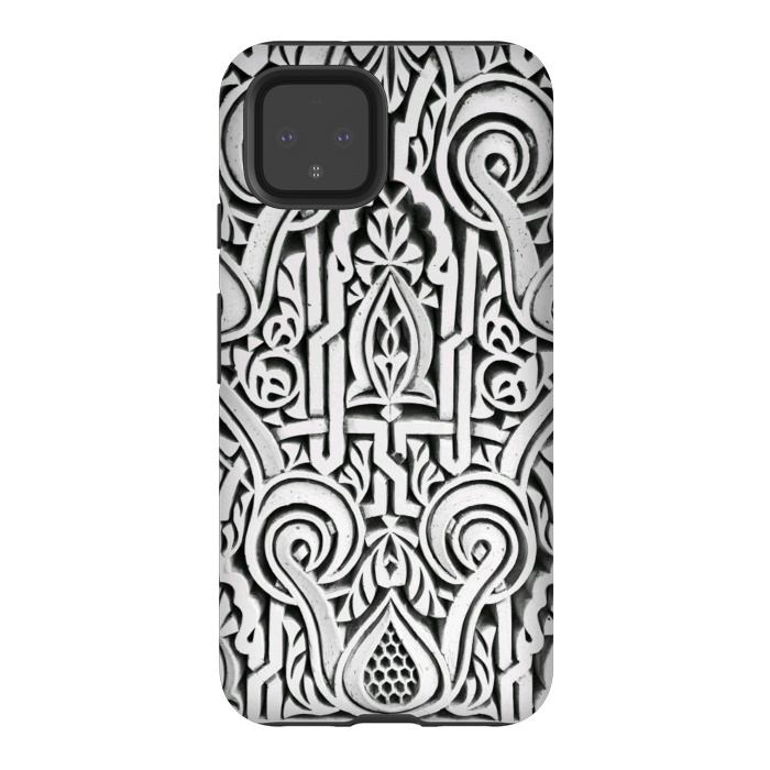 Pixel 4 StrongFit Intricate architectural botanical ornaments black and white by Oana 