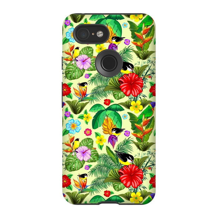 Pixel 3 StrongFit Birds and Nature Floral Exotic Seamless Pattern by BluedarkArt