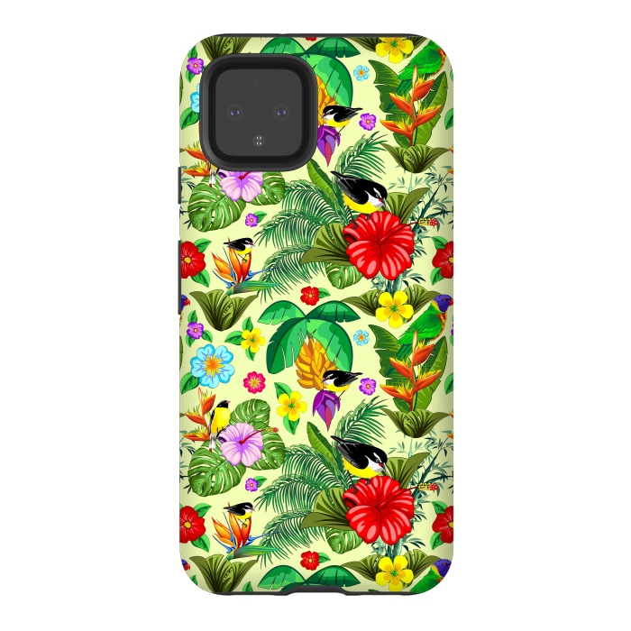 Pixel 4 StrongFit Birds and Nature Floral Exotic Seamless Pattern by BluedarkArt