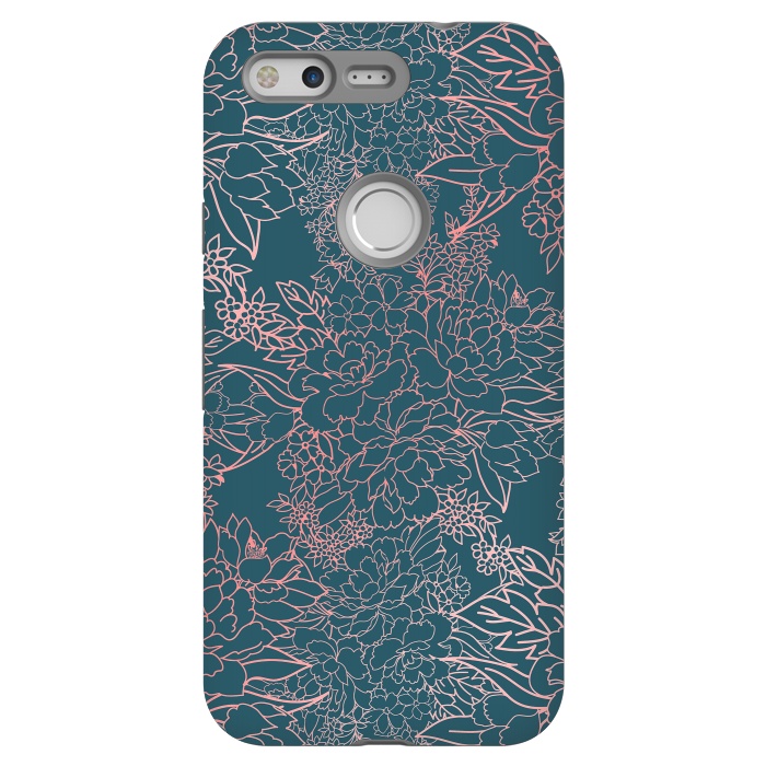 Pixel StrongFit Luxury floral coral strokes doodles design by InovArts