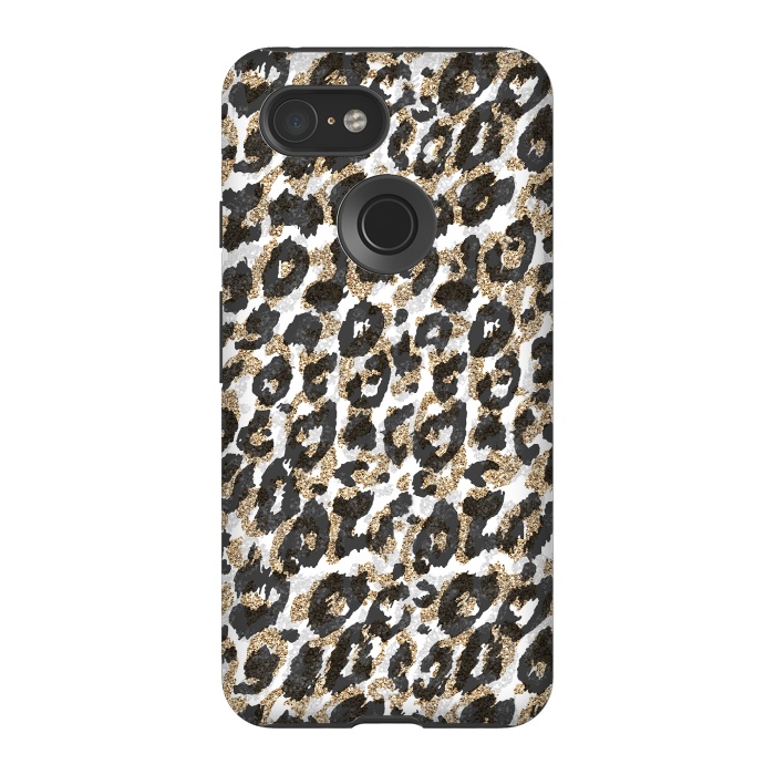 Pixel 3 StrongFit Elegant gold leopard animal print pattern by InovArts