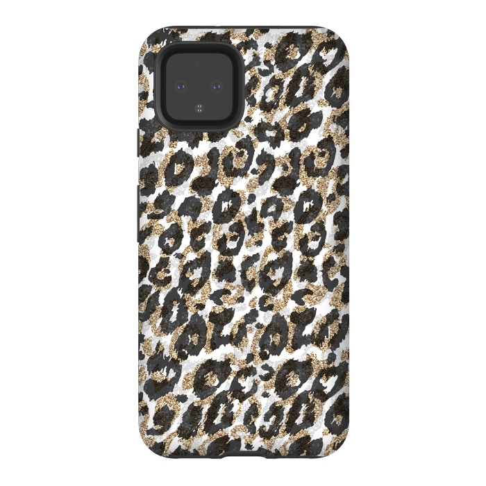 Pixel 4 StrongFit Elegant gold leopard animal print pattern by InovArts