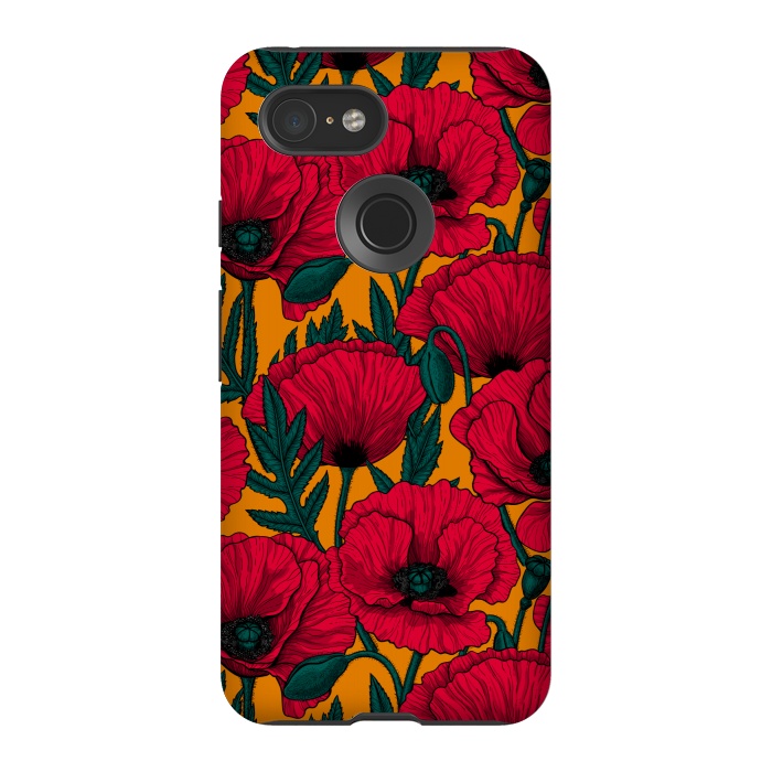 Pixel 3 StrongFit Red poppy garden by Katerina Kirilova