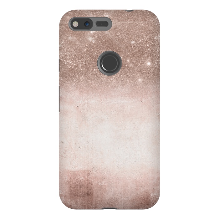 Pixel XL StrongFit Rose Gold Blush Glitter and  Concrete by  Utart